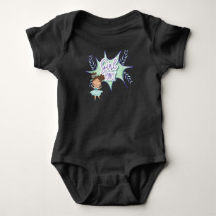 Little girl, girl power baby black bodysuit