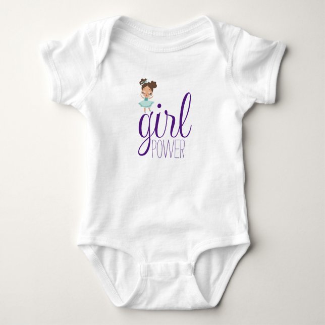 Little girl, girl power baby white bodysuit (Front)