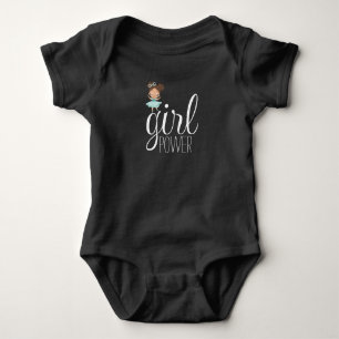 Little girl, girl power green and black baby bodysuit