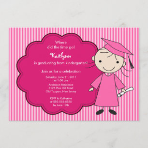 Little Girl Grad Graduation Invitation Pink