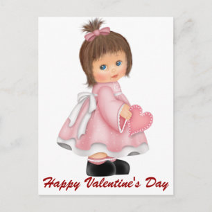 Little Girl Happy Valentine's Day Postcards