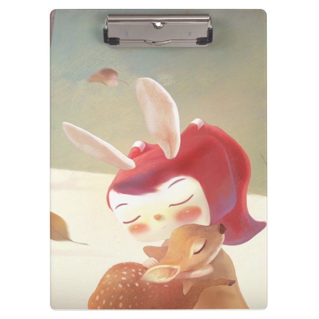 Little Girl Hugging Deer Clipboard (Front)