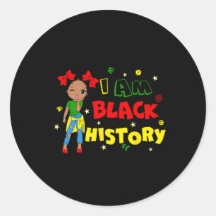 Little Girl I Am Black History Month African Kid T Classic Round Sticker