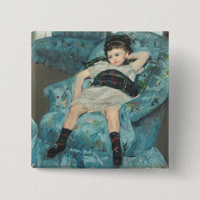 Little Girl in a Blue Armchair, 1878 (oi 15 Cm Square Badge (Front)