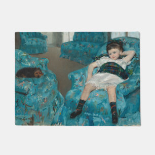 Little Girl in a Blue Armchair (by Mary Cassatt) Doormat