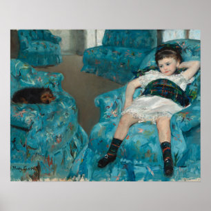 Little Girl in a Blue Armchair (by Mary Cassatt) Poster