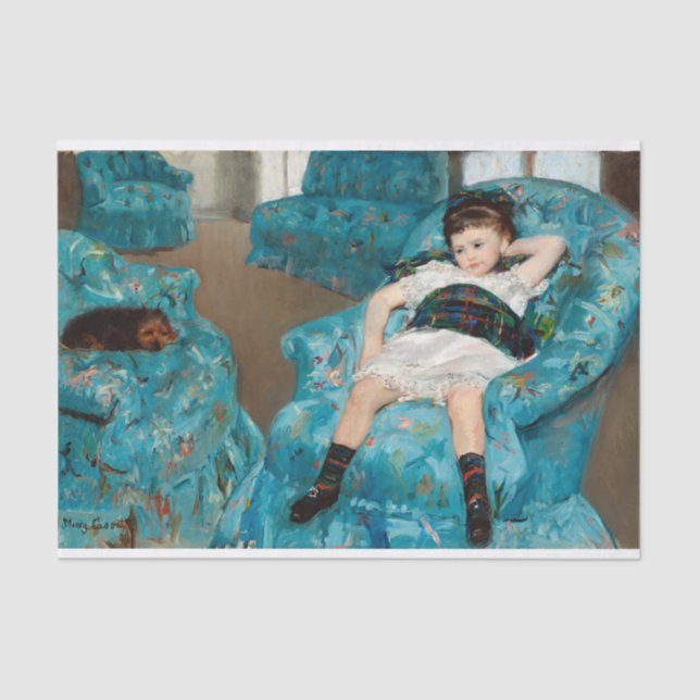 Little Girl in a Blue Armchair by Mary Cassatt Tissue Paper (Front)