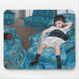 Little Girl in a Blue Armchair, Cassatt Mouse Pad