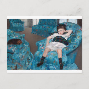 Little Girl in a Blue Armchair, Cassatt Postcard