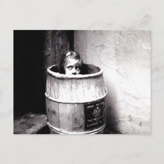 Little Girl in Barrel Postcard