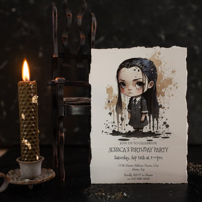 Little girl in black dress Birthday Invitation (Creator Uploaded)