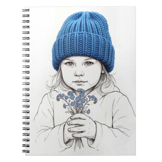 Little Girl In Blue Hat 3-Dimensional Sketch Notebook (Front)