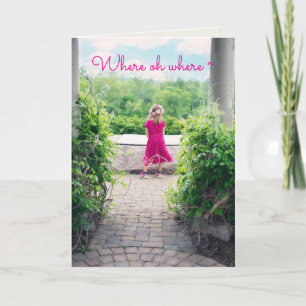LITTLE GIRL in PINK MISSING YOU CARD