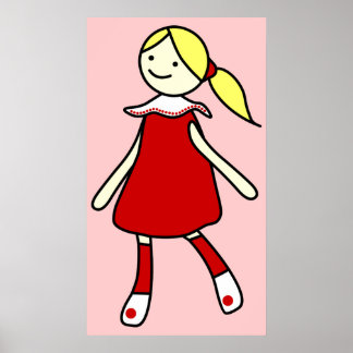 Little Girl in Red Dress Poster