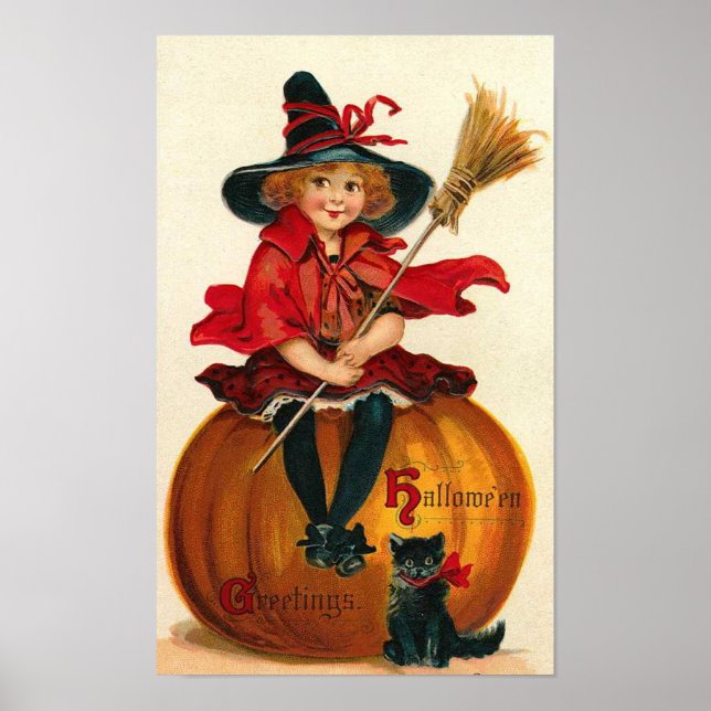 Little Girl in Witch Costume Poster (Front)
