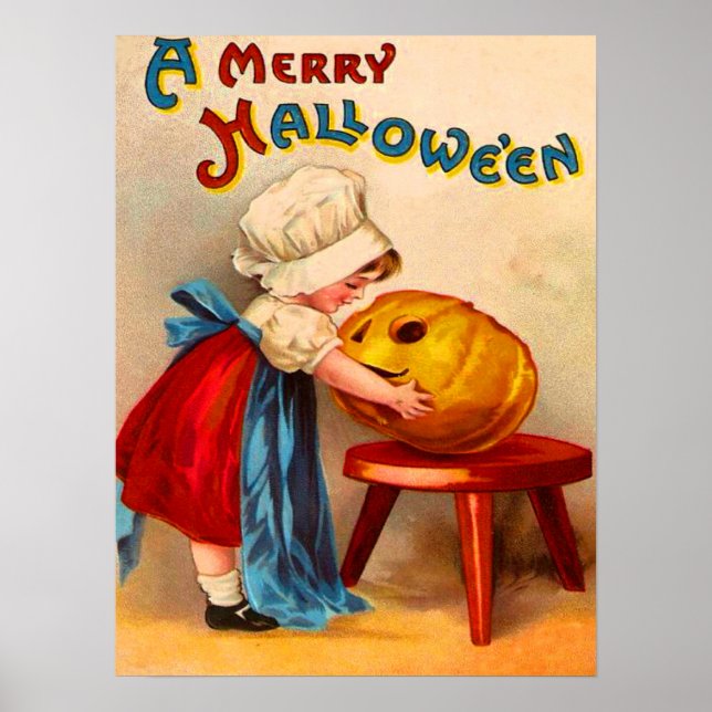 Little Girl & Jack O' Lantern Poster (Front)