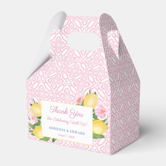 Little Girl Lemons Pink Floral Baby Shower Party Favour Box (Front Side)