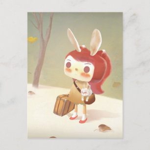 Little Girl Lost in the Forest Announcement Postcard