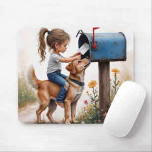 Little Girl Mailing a Letter Mouse Pad