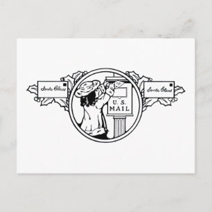Little Girl Mailing Letter Christmas Colouring Holiday Postcard