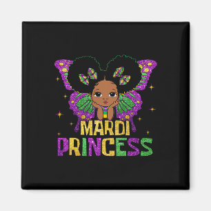 Little Girl Mardi Gras Princess Black Melanin Girl Magnet