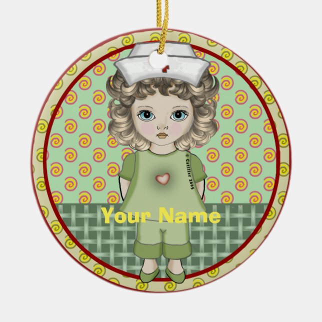 Little girl nurse  ceramic ornament (Front)