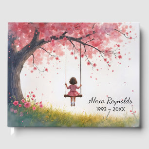 Little Girl On a Cherry Tree Swing Guest Book
