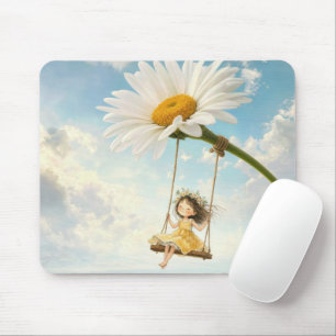 Little Girl on a Daisy Swing Mouse Pad