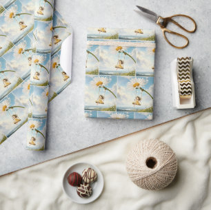 Little Girl on a Daisy Swing Wrapping Paper