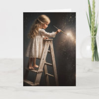 Little Girl On a Ladder Painting Stars