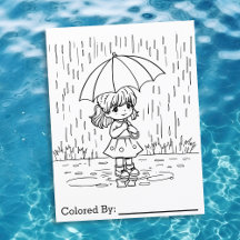 Little Girl on a Rainy Day | Colouring Page