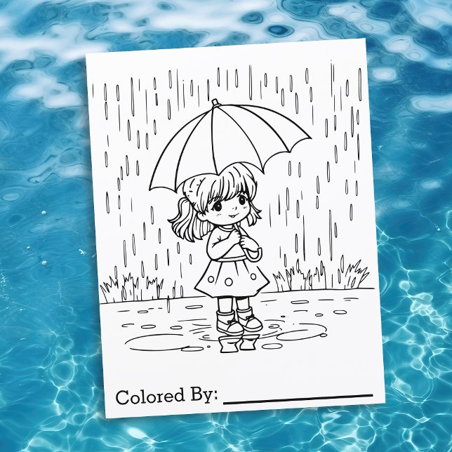 Little Girl on a Rainy Day | Colouring Page (Creator Uploaded)