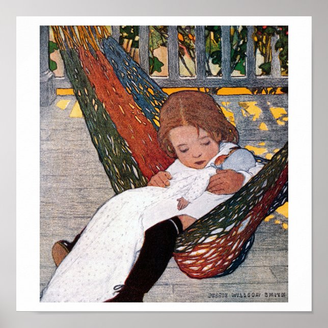 Little Girl on the Hammock, Jessie Willcox Smith Poster (Front)