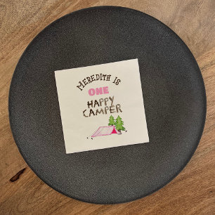 Little Girl One Happy Camper First Birthday Party Napkin