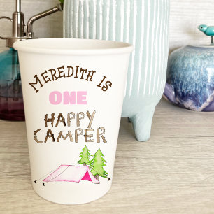 Little Girl One Happy Camper First Birthday Party Paper Cups