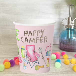 Little Girl One Happy Camper First Birthday Party Paper Cups