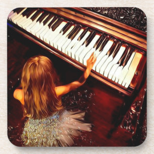 Little Girl Playing Piano Coaster