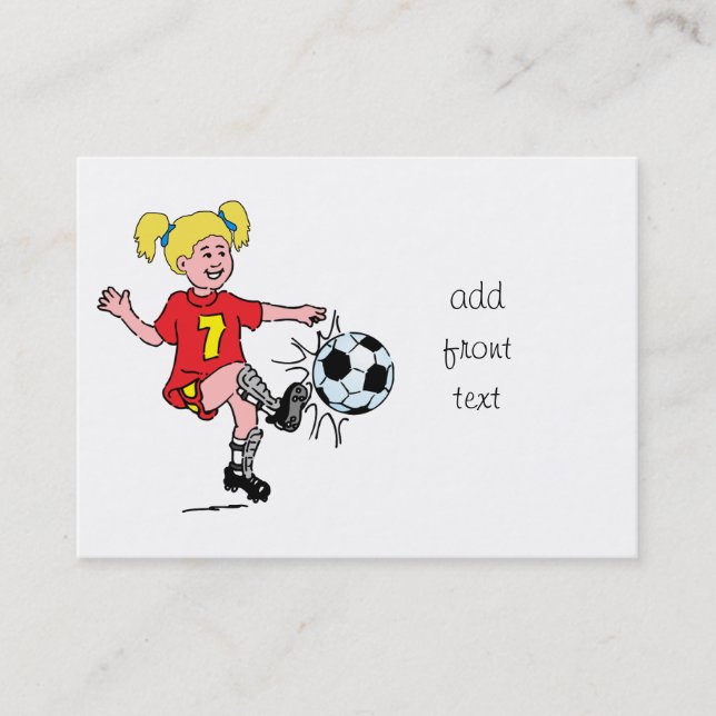 Little Girl Playing Soccer Business Card (Front)