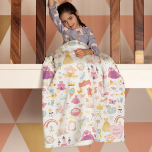 Little Girl Pretty Princess Fairy Tale Pattern Fleece Blanket