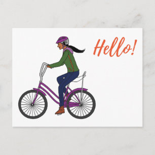 Little Girl Purple Bike_White Postcard