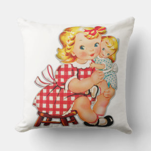 Little girl retro vintage doll child cushion