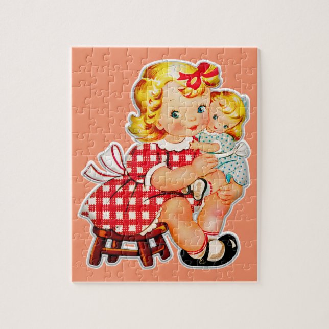 Little girl retro vintage doll child jigsaw puzzle (Vertical)