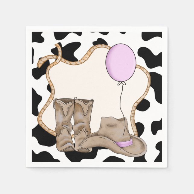 Little Girl Rodeo Themed Birthday Napkins (Front)