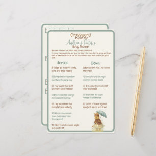 Little Girl Rustic Bunny Baby Shower Crossword