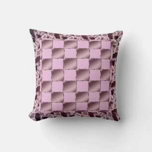 Little Girl Silk Pink Purple Square Pattern Quilt Cushion
