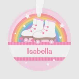 Little Girl Skater Rainbow and Stars Personalised Ornament