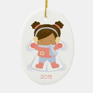 Little girl snow angel christmas holiday ornament