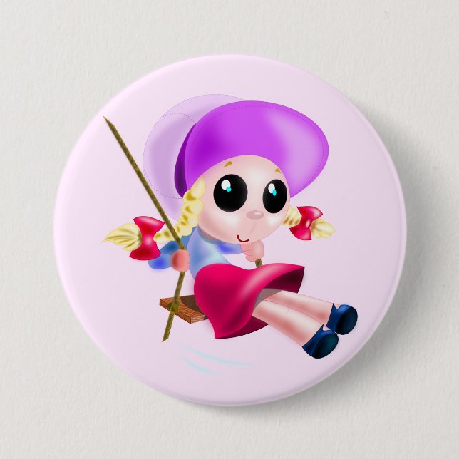 Little Girl Swinging Button (Front)