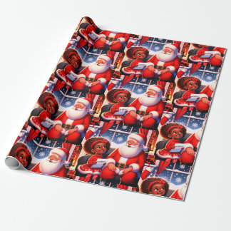 Little Girl Talking to Santa Wrapping Paper