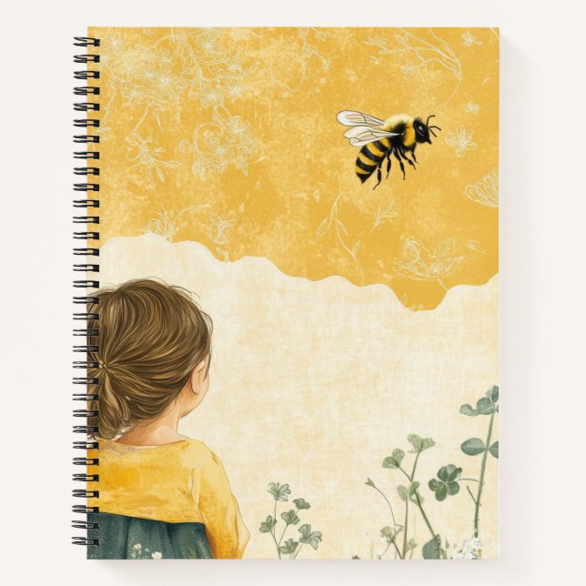 Little Girl Watching a Bumblebee Notebook (Front)